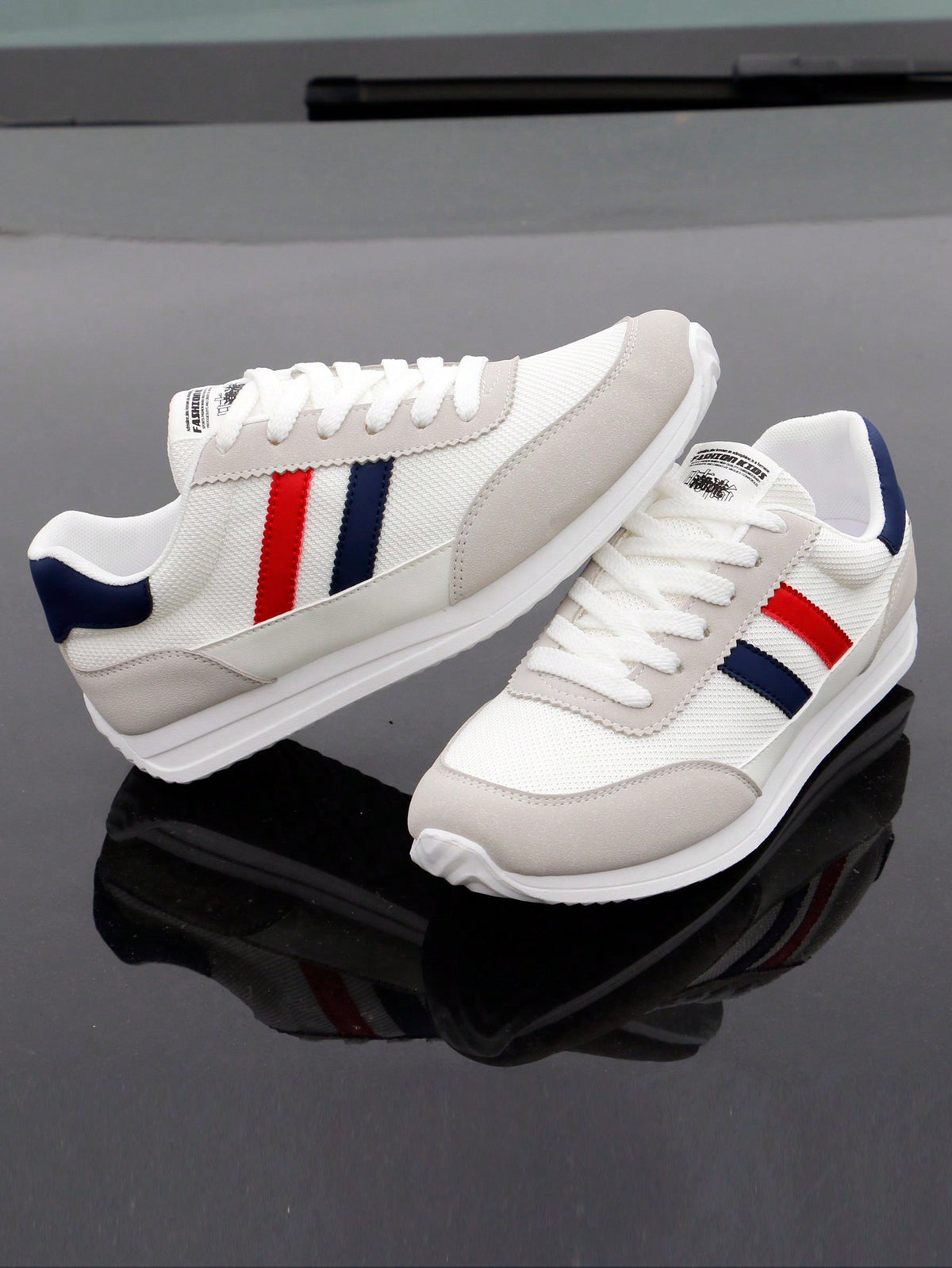 Tênis Casual Cano Baixo Respirável Com Faixas Laterais