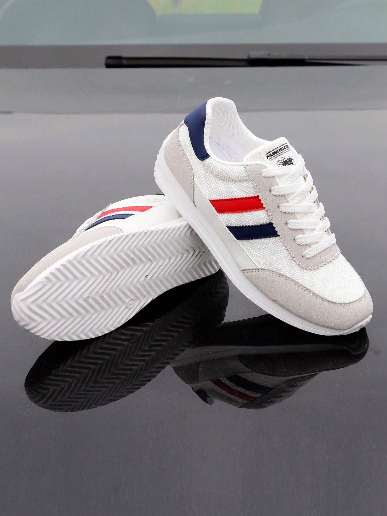 Tênis Casual Cano Baixo Respirável Com Faixas Laterais