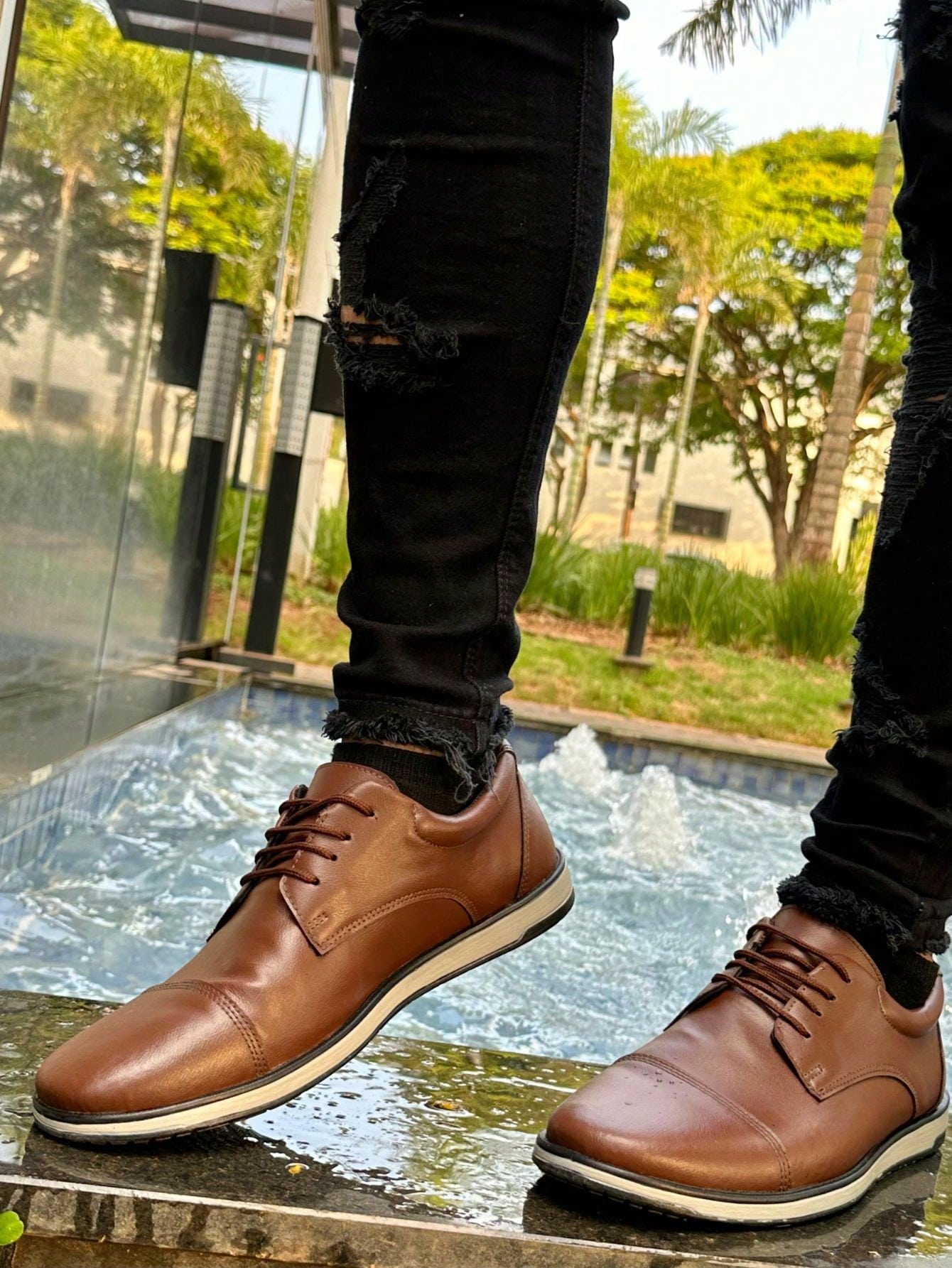 Tênis Casual Couro Com Solado Baixo Confortável