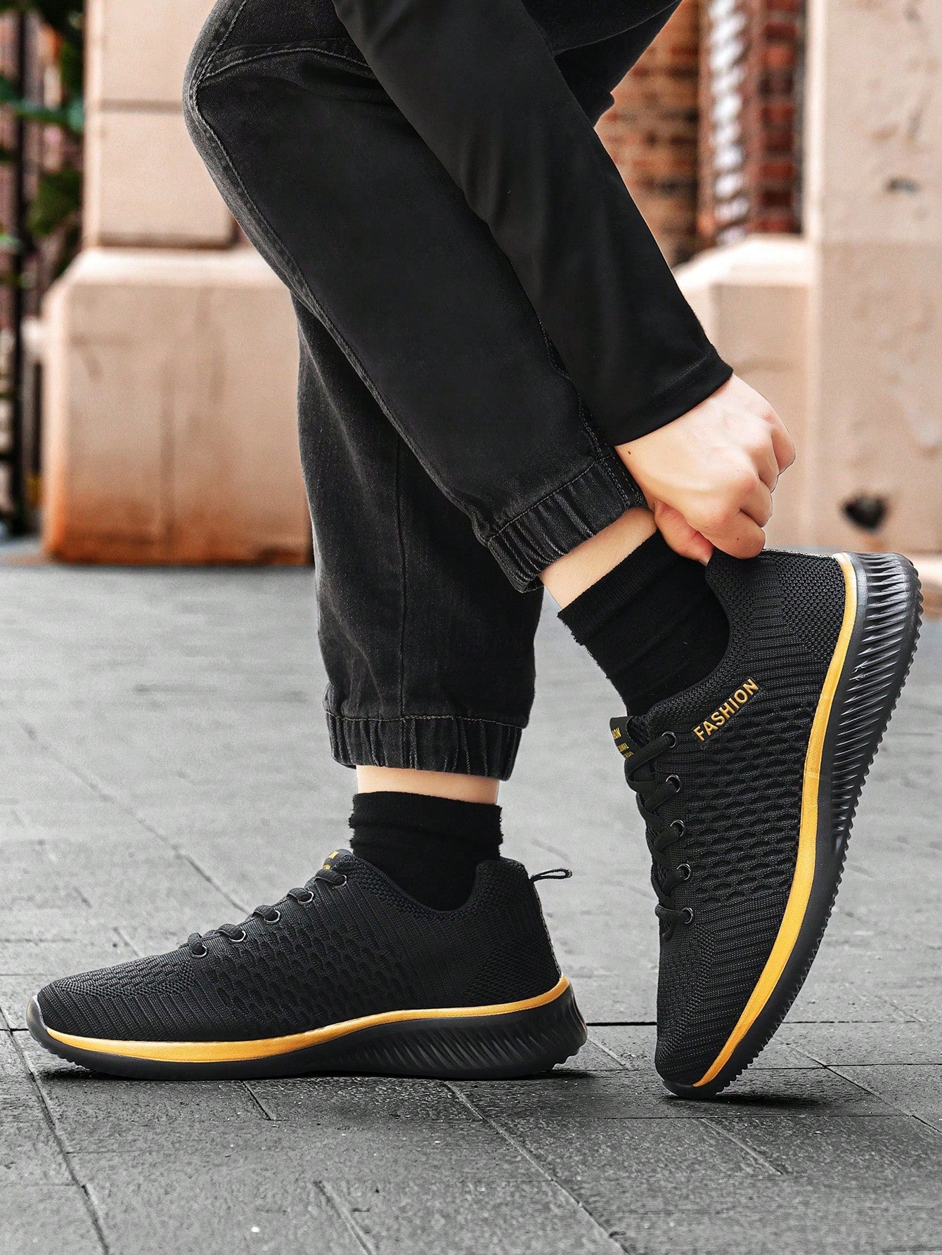 Tênis Corrida Knit Leve Com Solado Antiderrapante