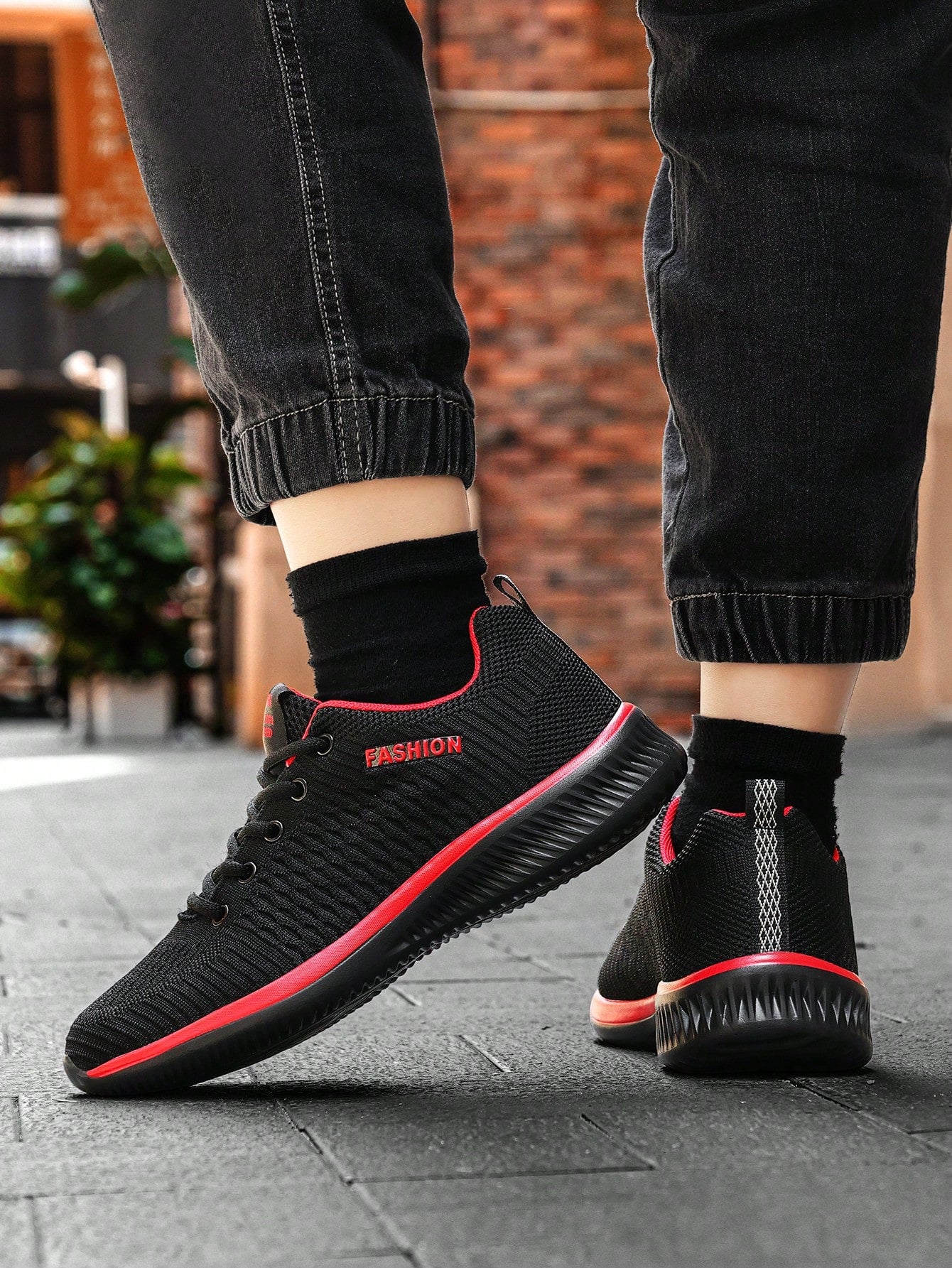 Tênis Corrida Knit Leve Com Solado Antiderrapante