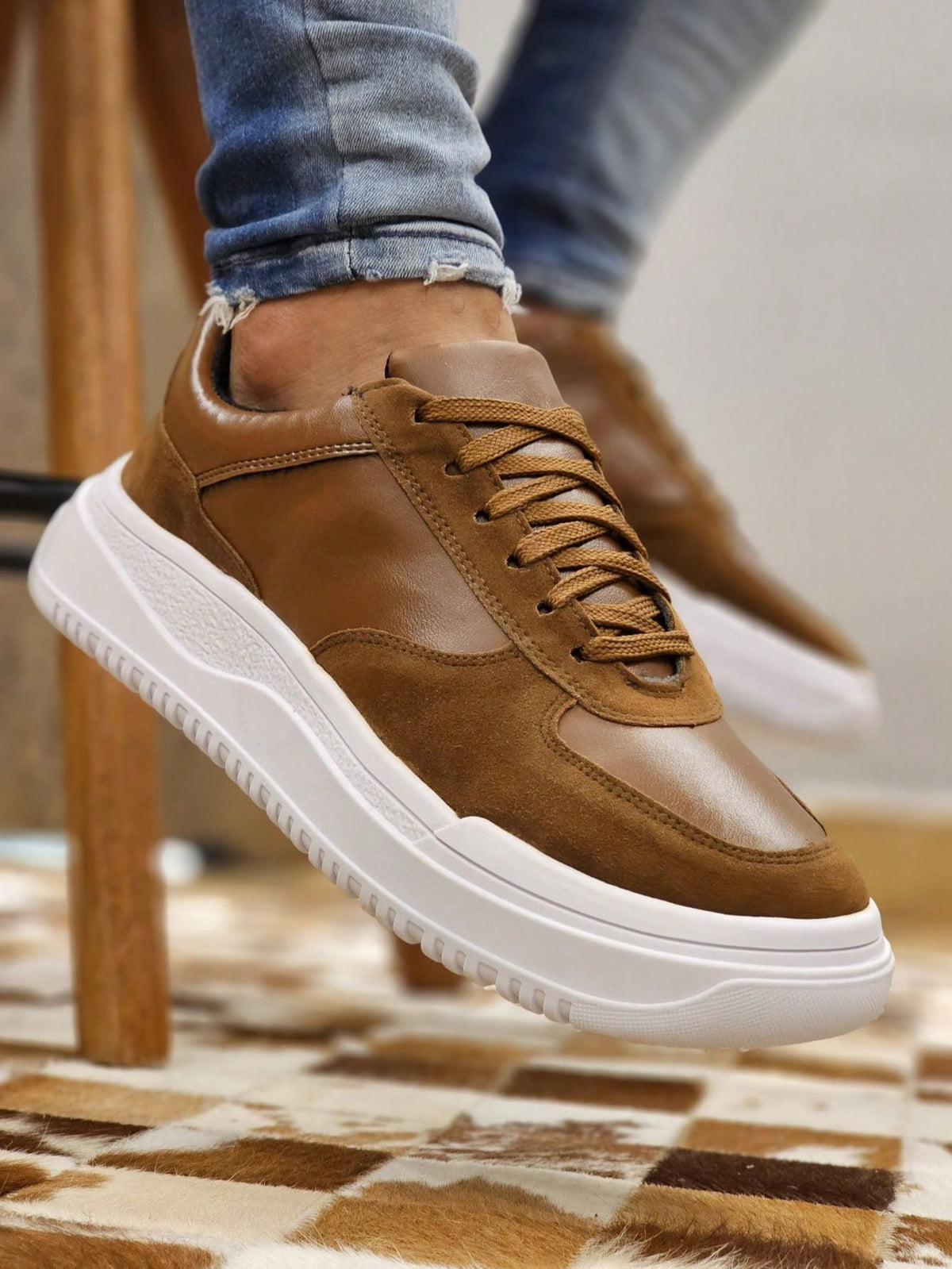 Tênis Casual Cano Baixo Texturizado Solado Robusto