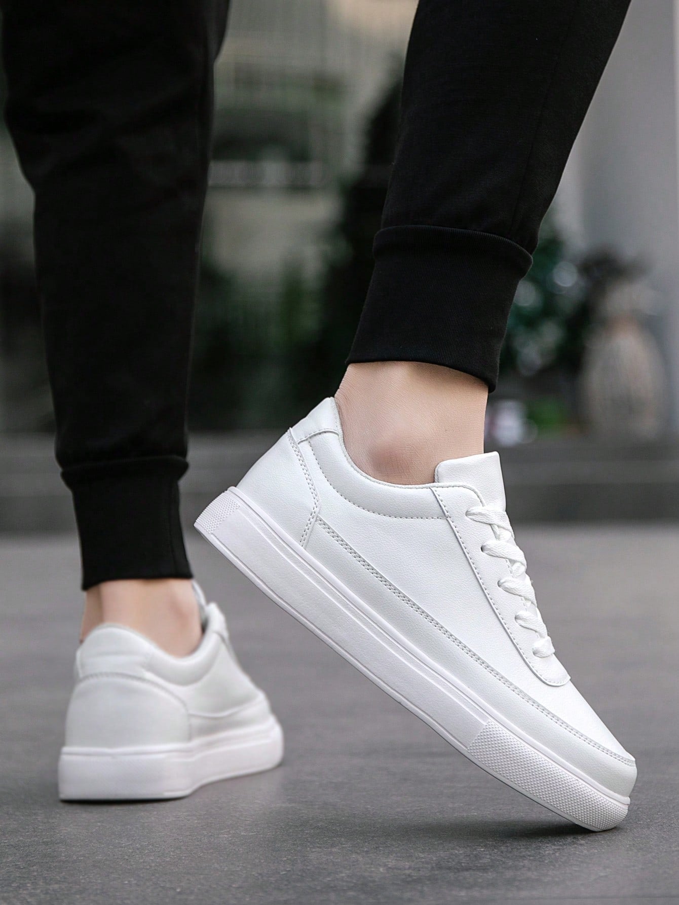 Tênis Casual Couro Design Minimalista Com Solado Durável