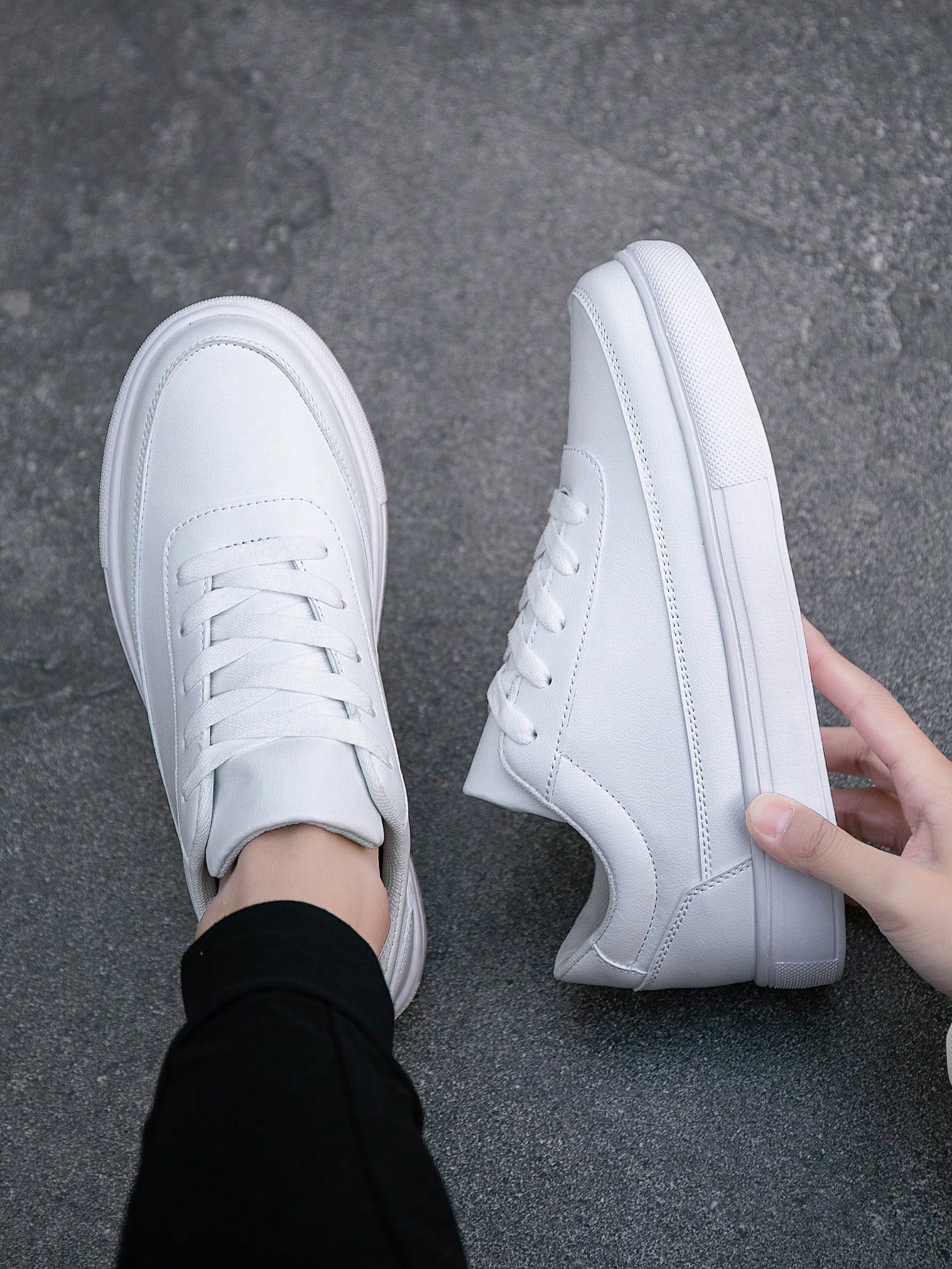 Tênis Casual Couro Design Minimalista Com Solado Durável