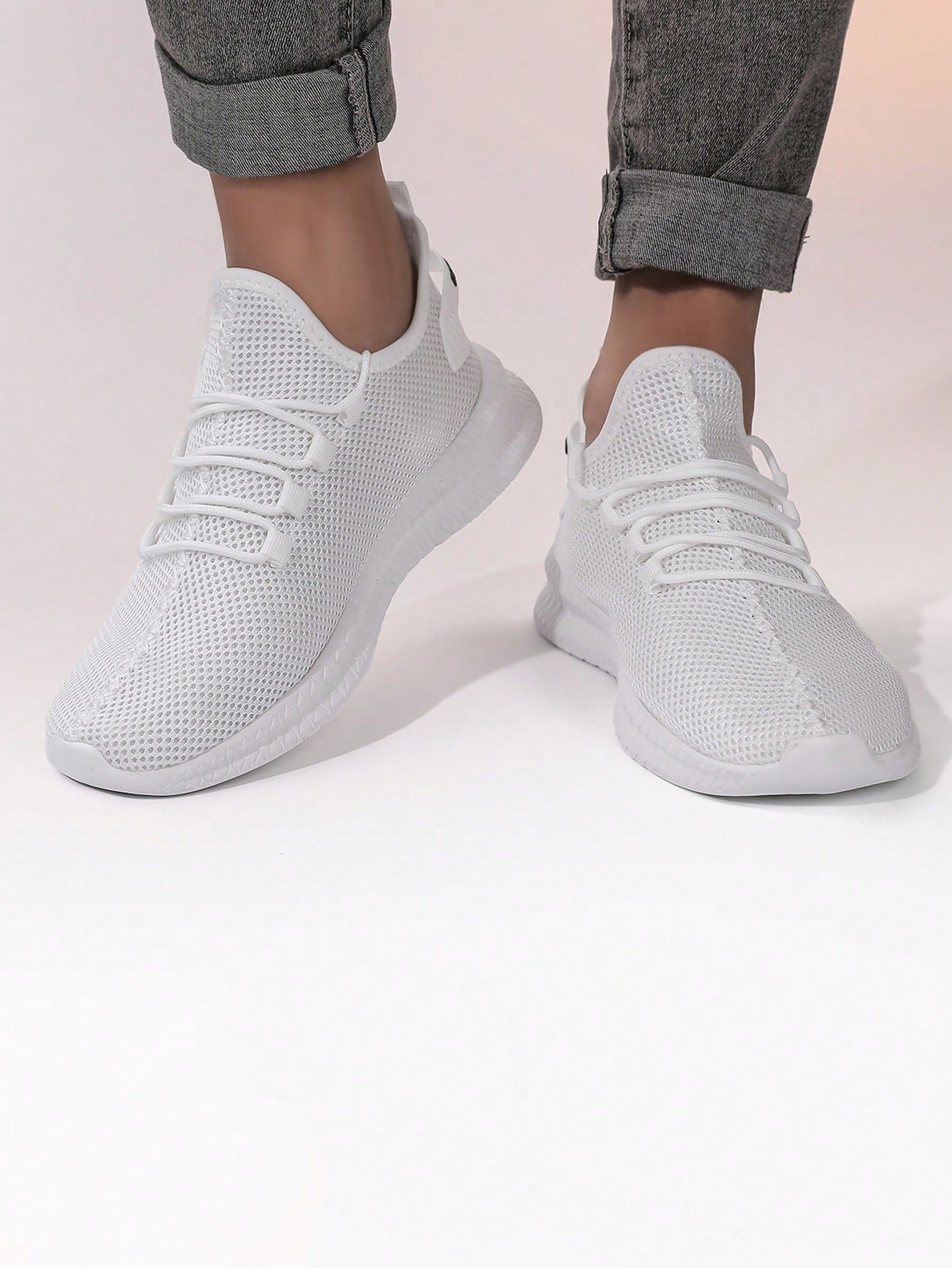 Tênis Corrida Knit Confortável Com Solado Flexível