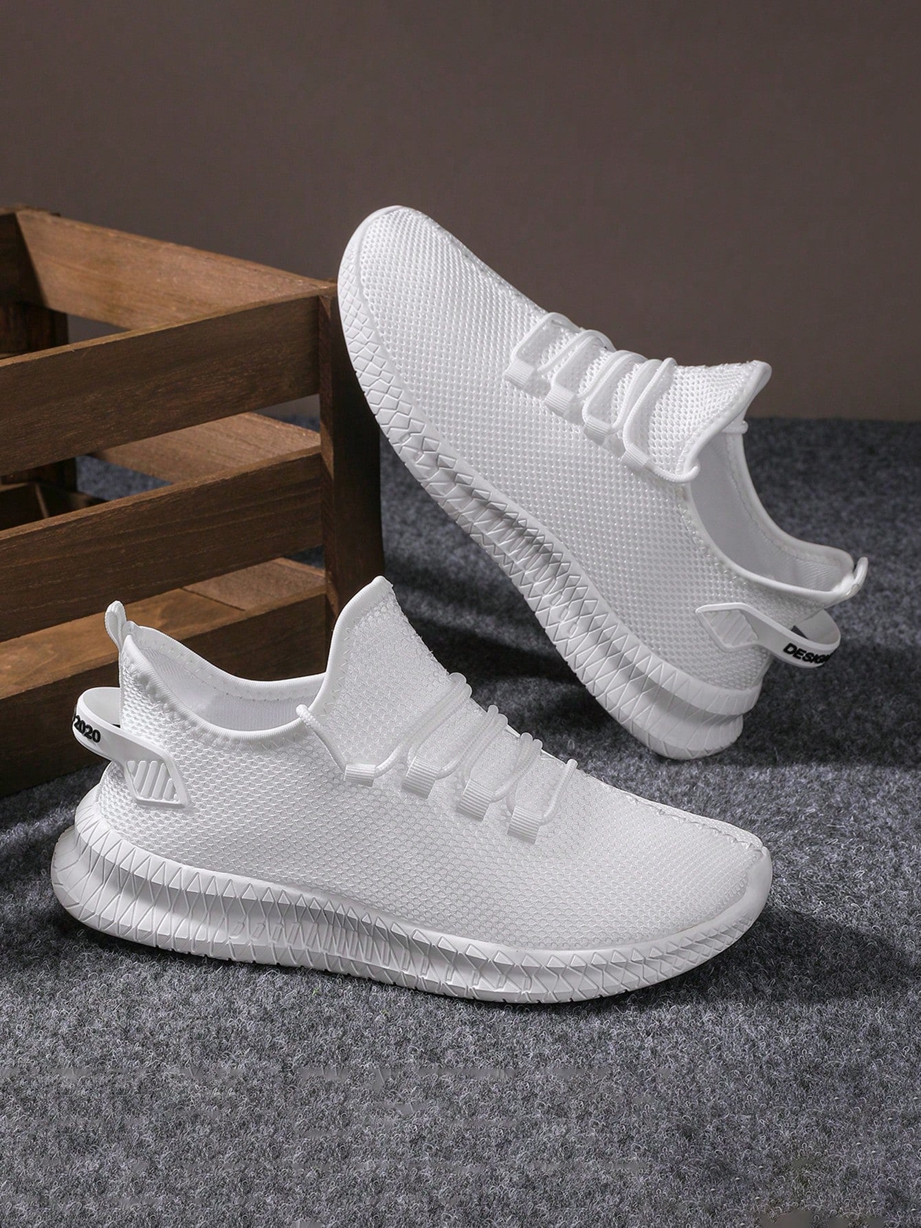 Tênis Corrida Knit Confortável Com Solado Flexível