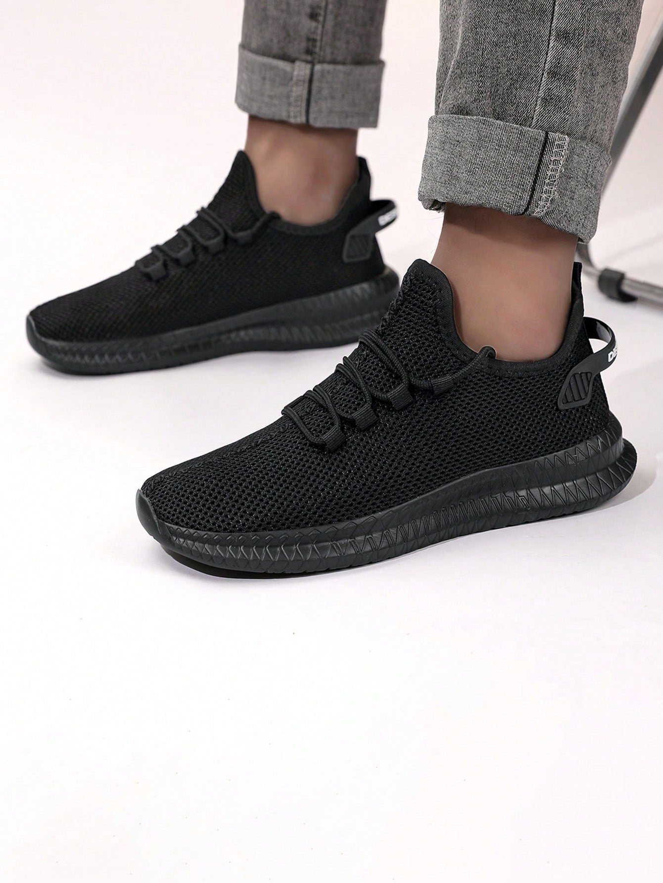 Tênis Corrida Knit Confortável Com Solado Flexível