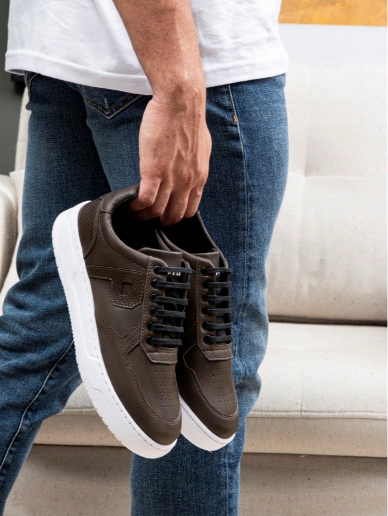 Tênis Casual Cano Baixo Estruturado Solado Antiderrapante