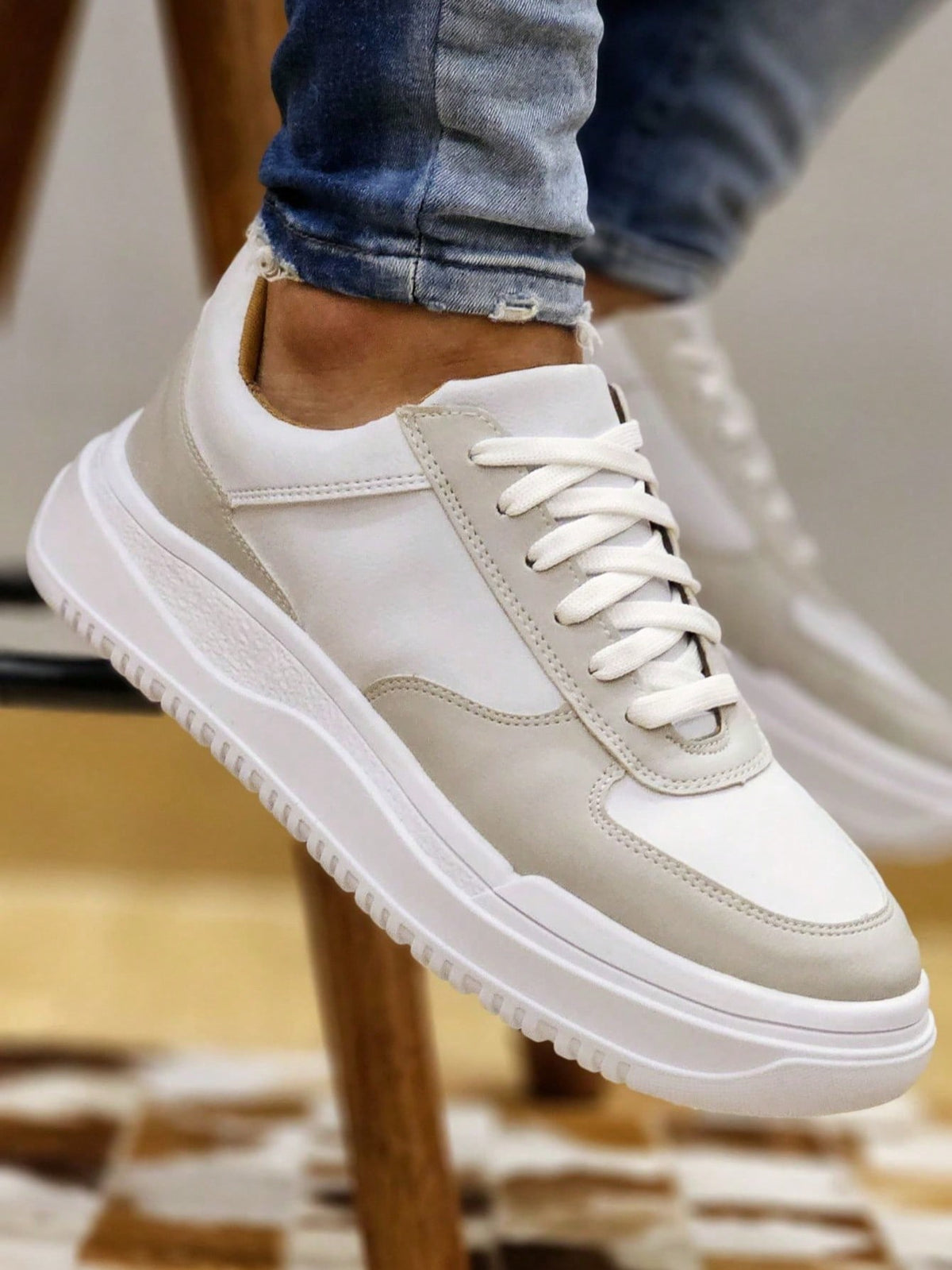 Tênis Casual Cano Baixo Texturizado Solado Robusto
