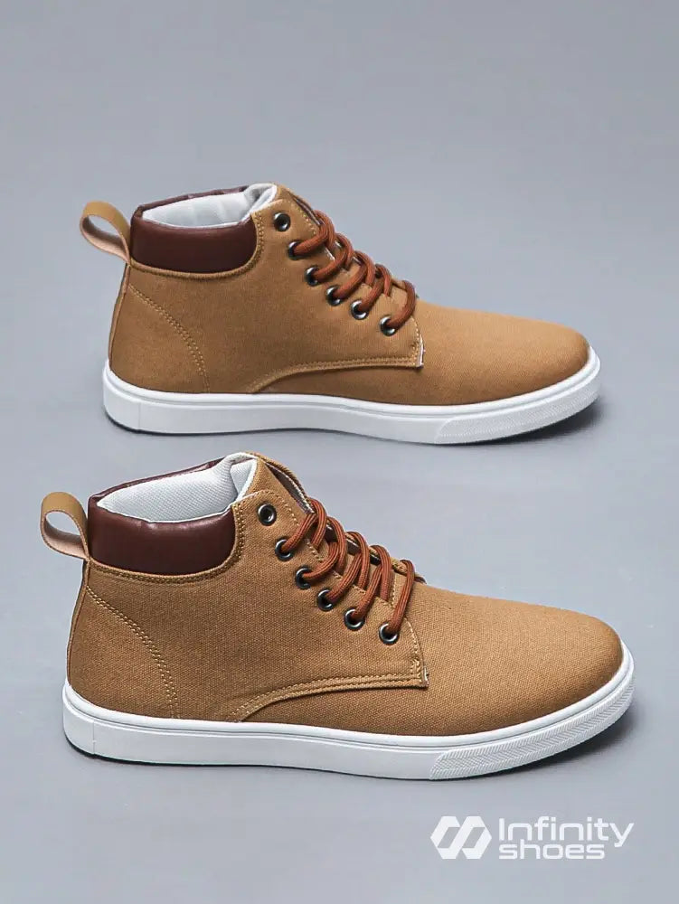 Tênis Casual Cano Médio Lona Detalhe Acolchoado Marrom / 36 Tênis Casual Cano Médio Lona Detalhe Acolchoado
