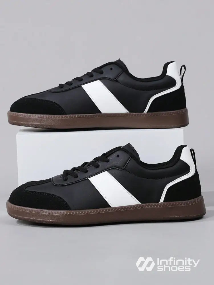 Tênis Casual Com Detalhes Em Camurça E Solado Emborrachado Preto / 36 Tênis Casual Com Detalhes Em Camurça E Solado