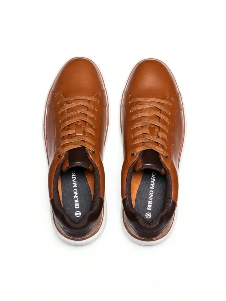 Tênis Casual Couro Com Solado Alto Confortável Tênis Casual Couro Com Solado Alto Confortável