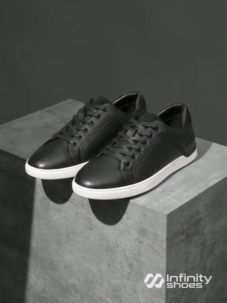 Tênis Casual Couro Com Solado Baixo Resistente Preto / 36 Tênis Casual Couro Com Solado Baixo Resistente