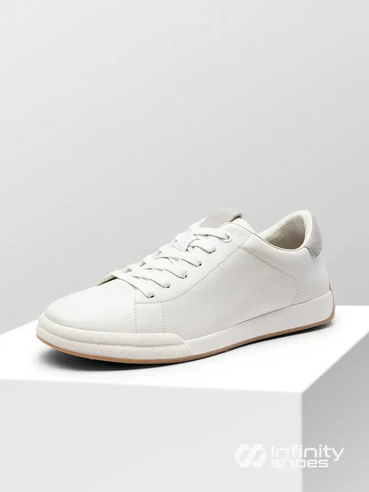 Tênis Casual Couro Design Minimalista Solado Resistente Branco / 36 Tênis Casual Couro Design Minimalista Solado