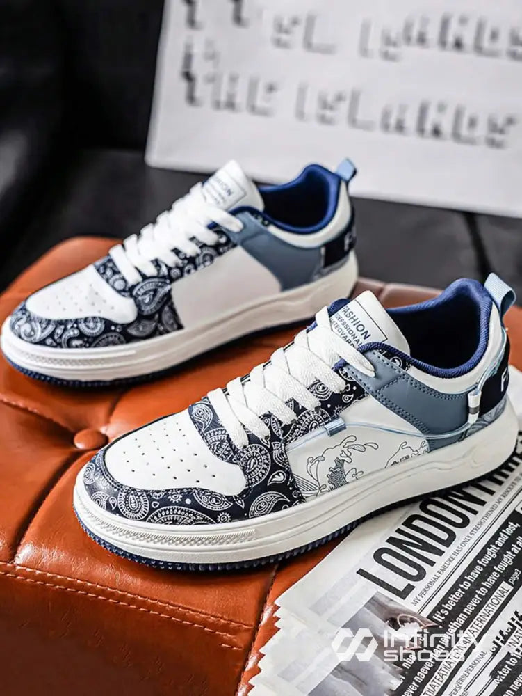 Tênis Casual Estampado Com Perfurações E Solado Resistente Tênis Casual Estampado Com Perfurações E Solado Resistente