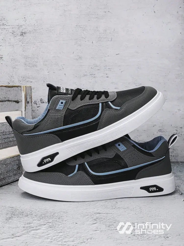 Tênis Casual Multimaterial Com Detalhes Em Camurça E Solado Grosso Tênis Casual Multimaterial Com Detalhes Em Camurça E