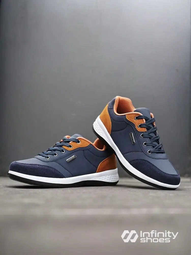 Tênis Casual Sintético Com Detalhes Em Camurça E Solado Leve Tênis Casual Sintético Com Detalhes Em Camurça E Solado