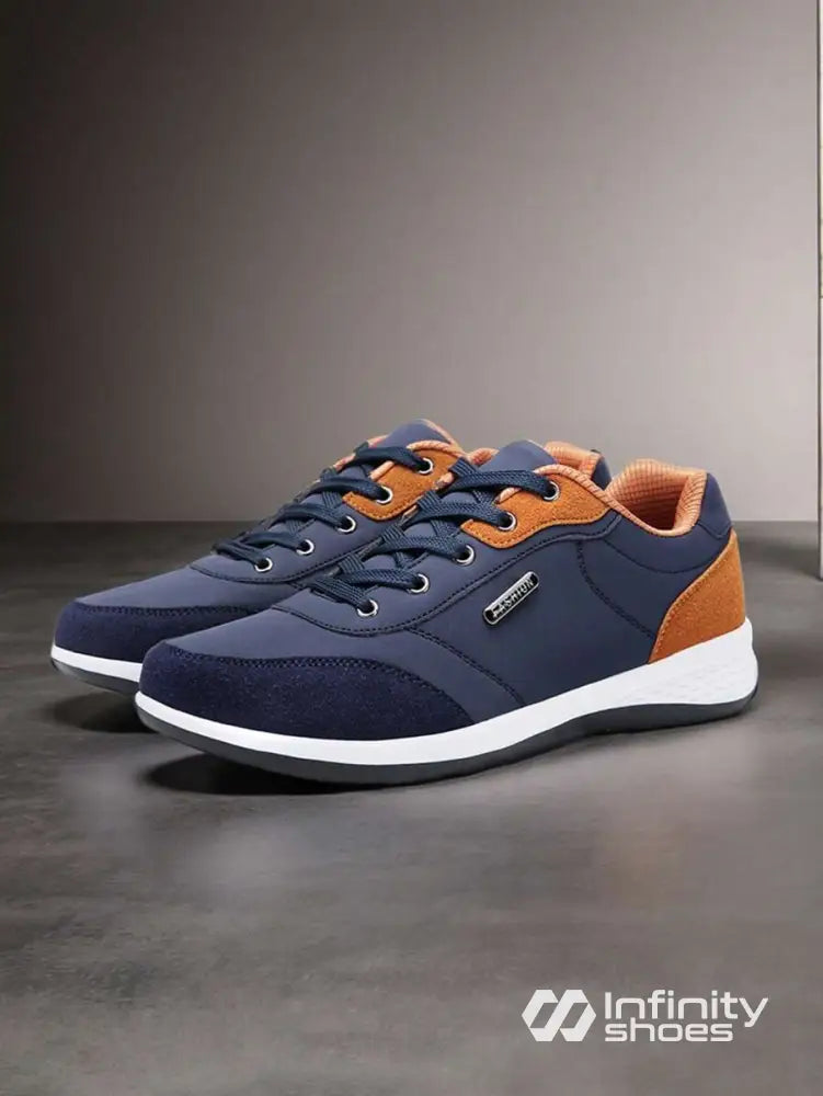 Tênis Casual Sintético Com Detalhes Em Camurça E Solado Leve Azul-marinho / 36 Tênis Casual Sintético Com Detalhes Em