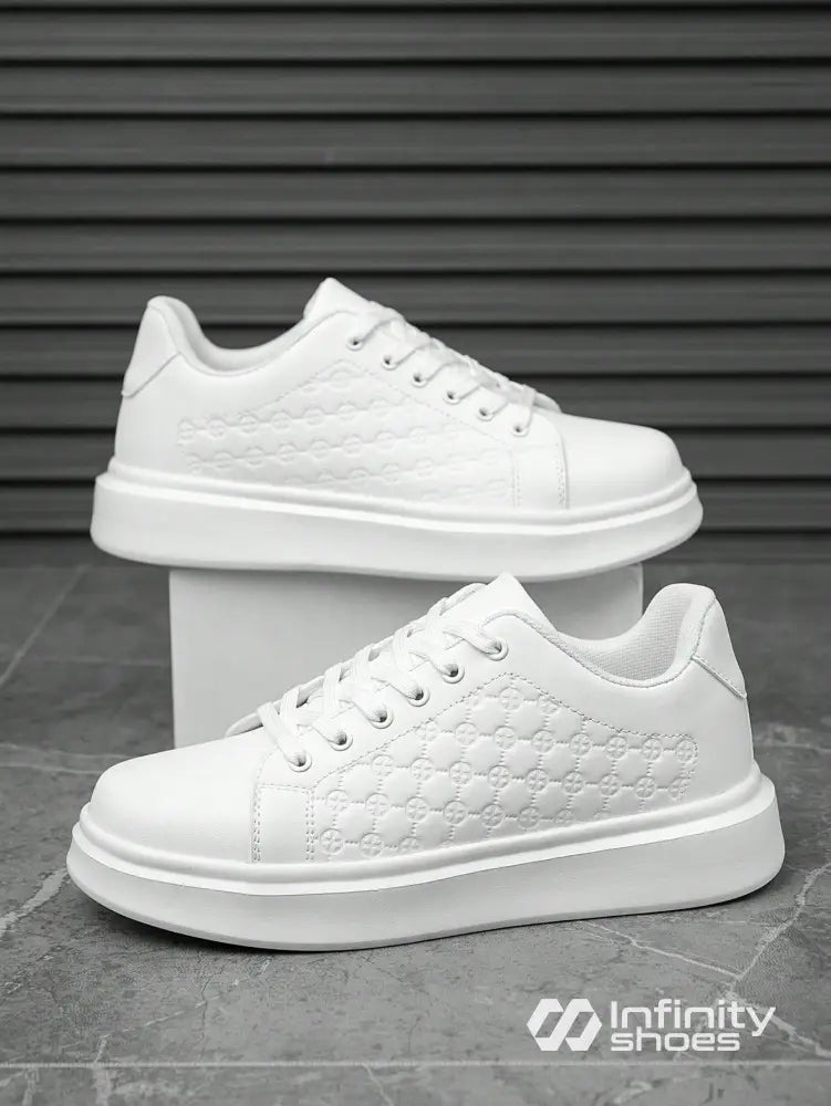 Tênis Casual Sintético Com Textura Lateral E Solado Plataforma Branco / 36 Tênis Casual Sintético Com Textura Lateral E