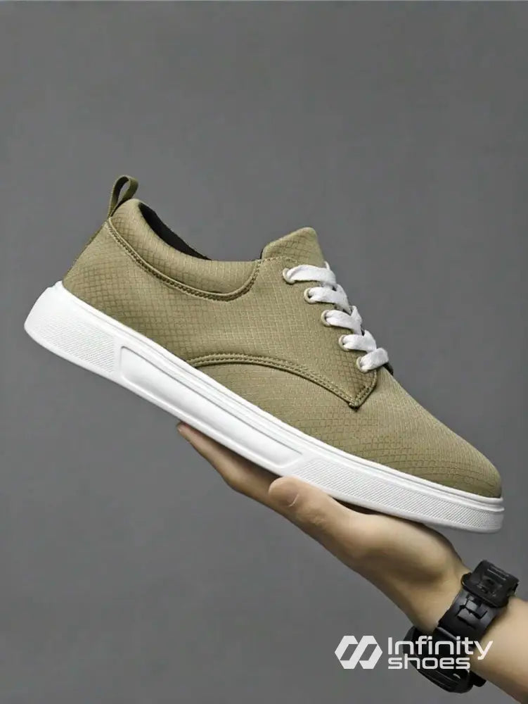 Tênis Casual Tecido Respirável Com Solado Baixo Resistente Caqui / 36 Tênis Casual Tecido Respirável Com Solado Baixo