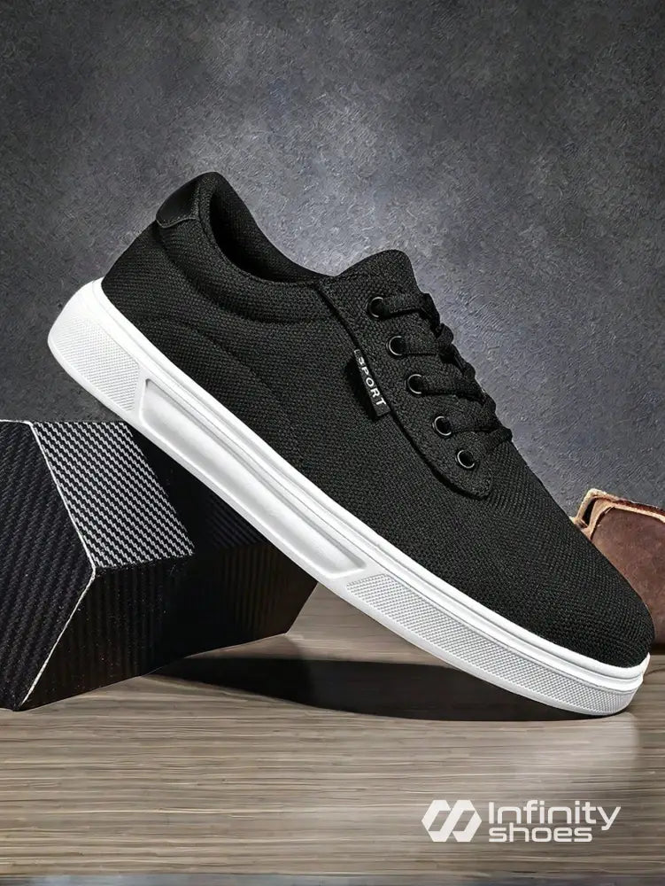 Tênis Casual Tecido Texturizado Com Solado Emborrachado Preto e Branco / 36 Tênis Casual Tecido Texturizado Com Solado