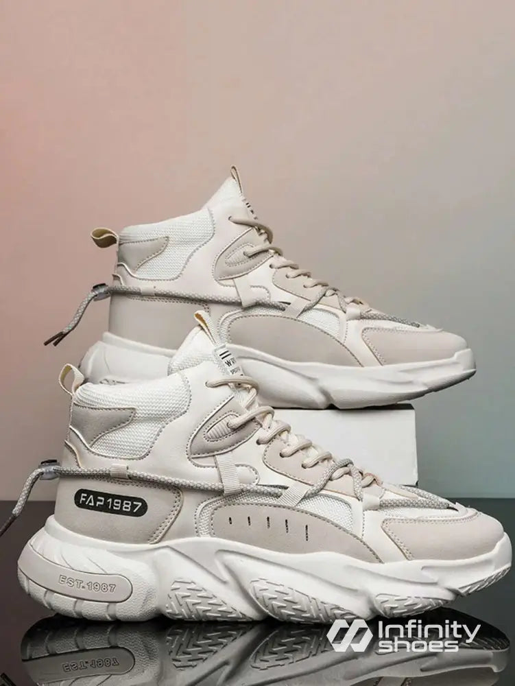 Tênis Chunky Cano Médio Com Solado Tratorado Bege / 36 Tênis Chunky Cano Médio Com Solado Tratorado