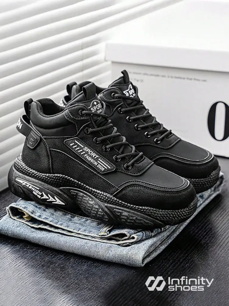 Tênis Chunky Estruturado Estilo Urbano Street Preto / 36 Tênis Chunky Estruturado Estilo Urbano Street