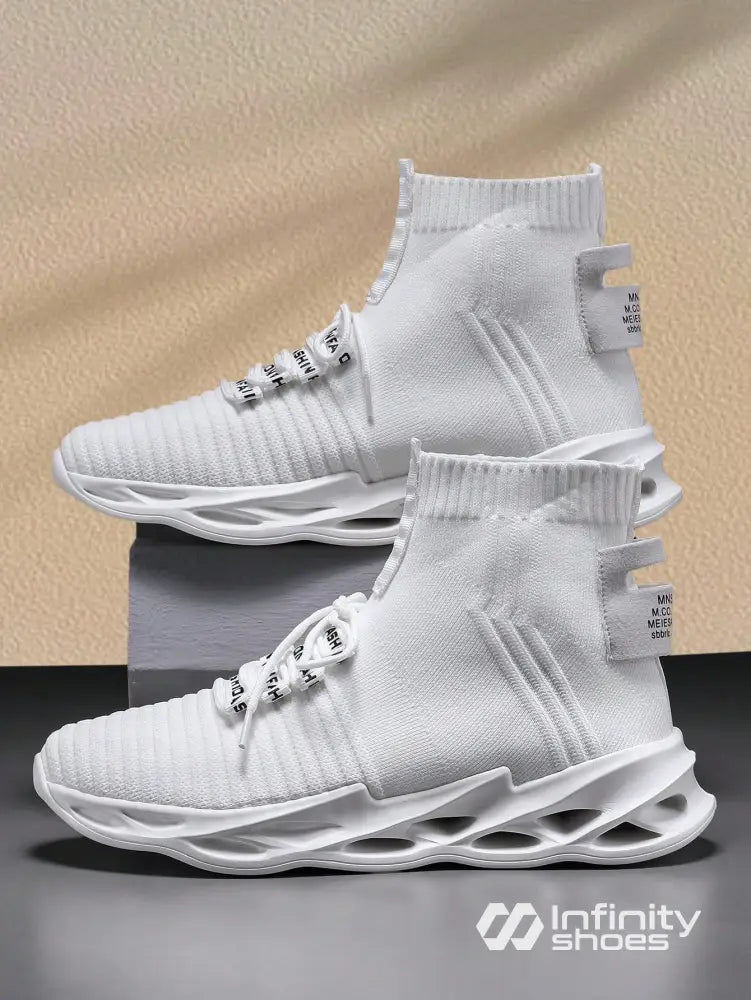 Tênis Corrida Knit Cano Alto Solado Vazado Branco / 36 Tênis Corrida Knit Cano Alto Solado Vazado