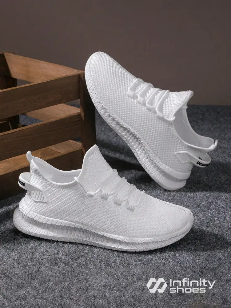 Tênis Corrida Knit Confortável Com Solado Flexível Branco / 36 Tênis Corrida Knit Confortável Com Solado Flexível