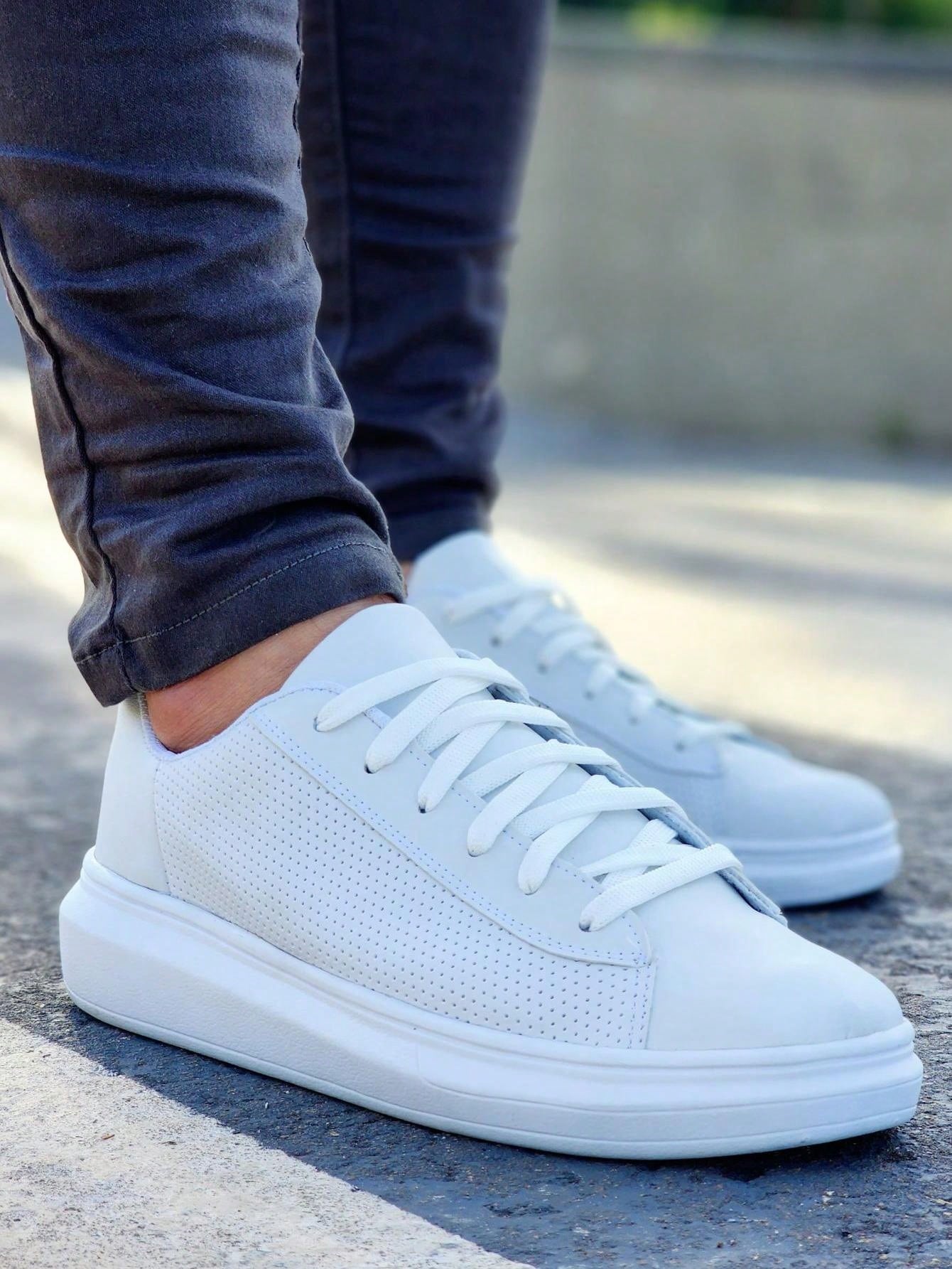 Tênis Casual Cano Baixo Respirável Solado Alto