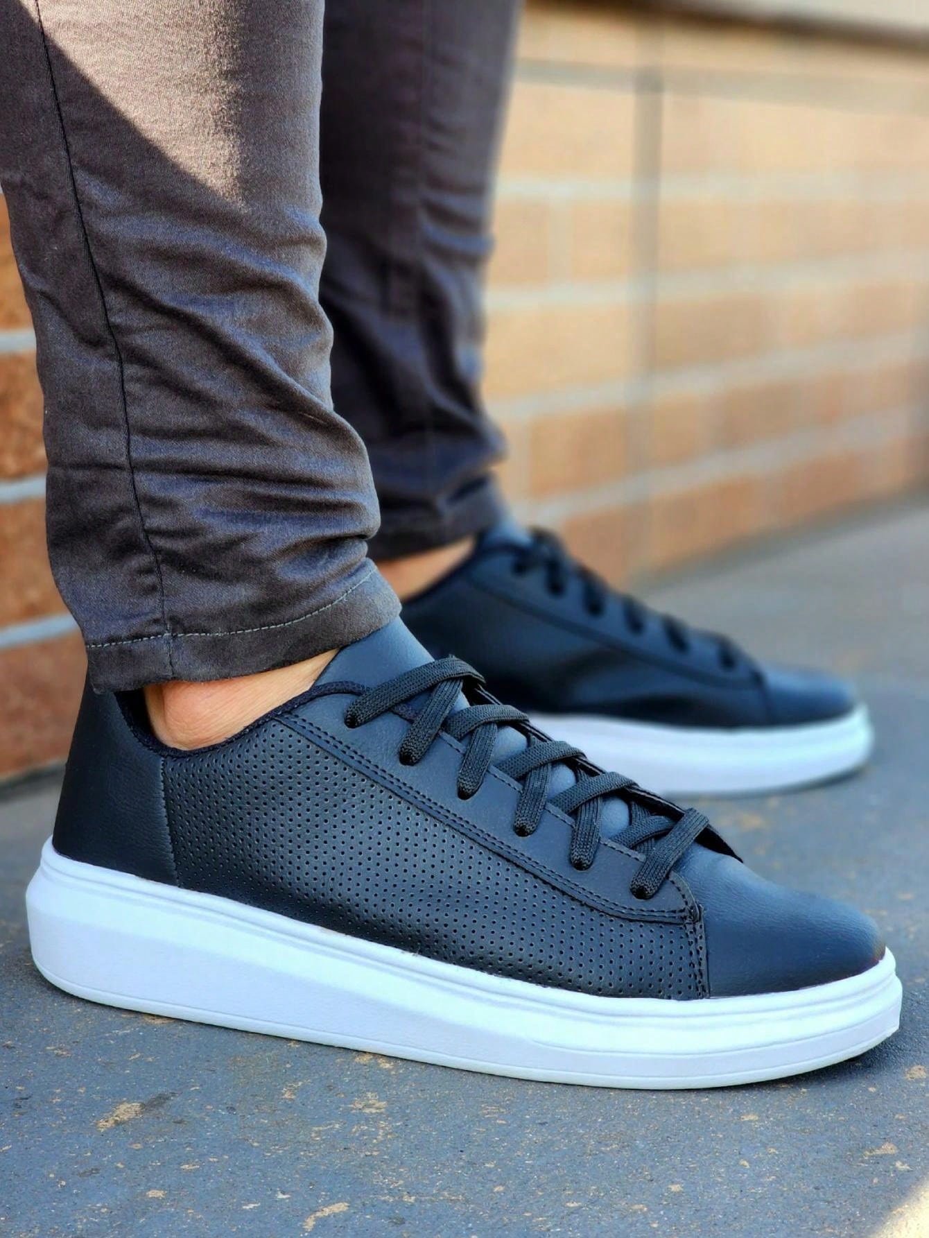 Tênis Casual Cano Baixo Respirável Solado Alto