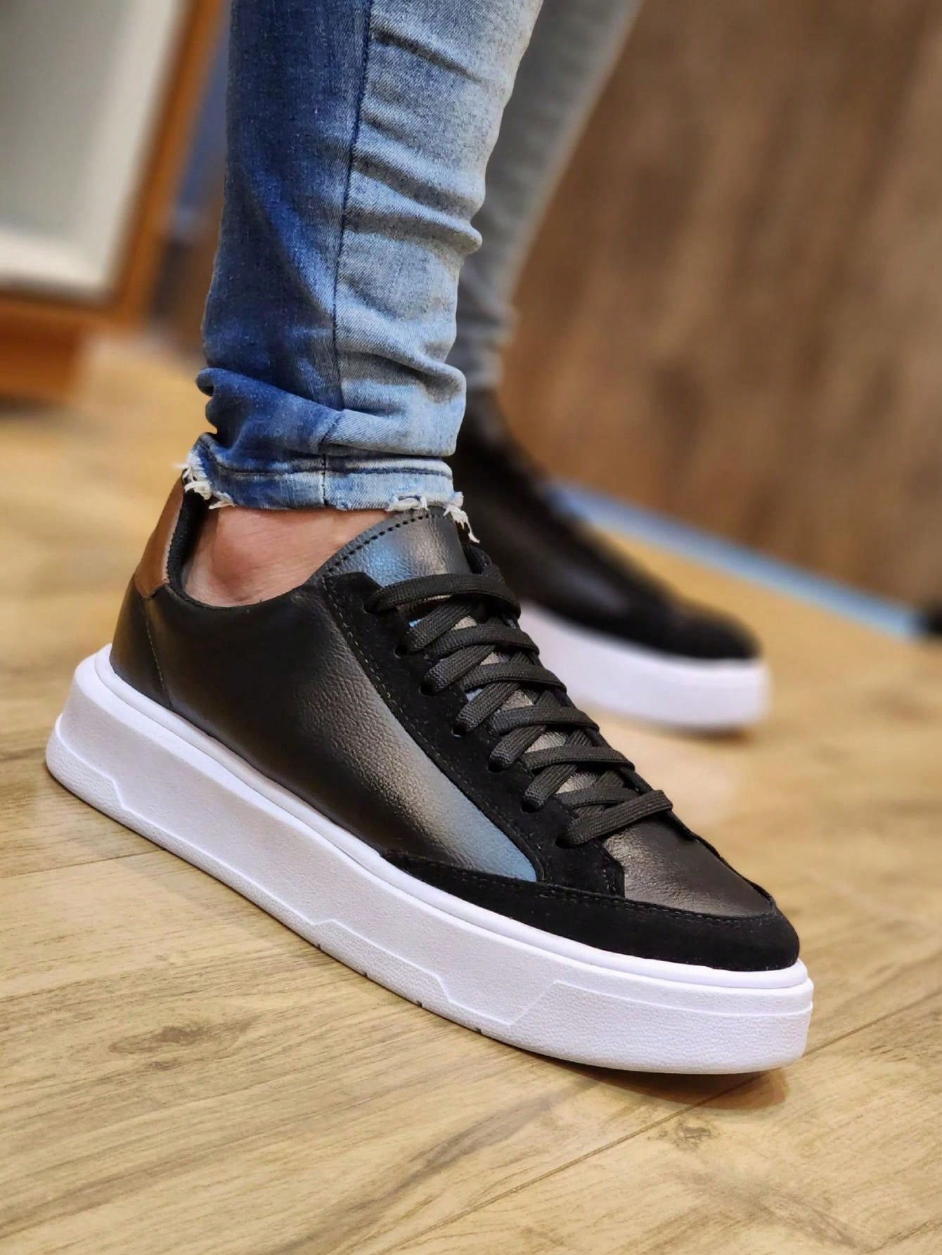 Tênis Casual Cano Baixo Solado Alto Design Minimalista