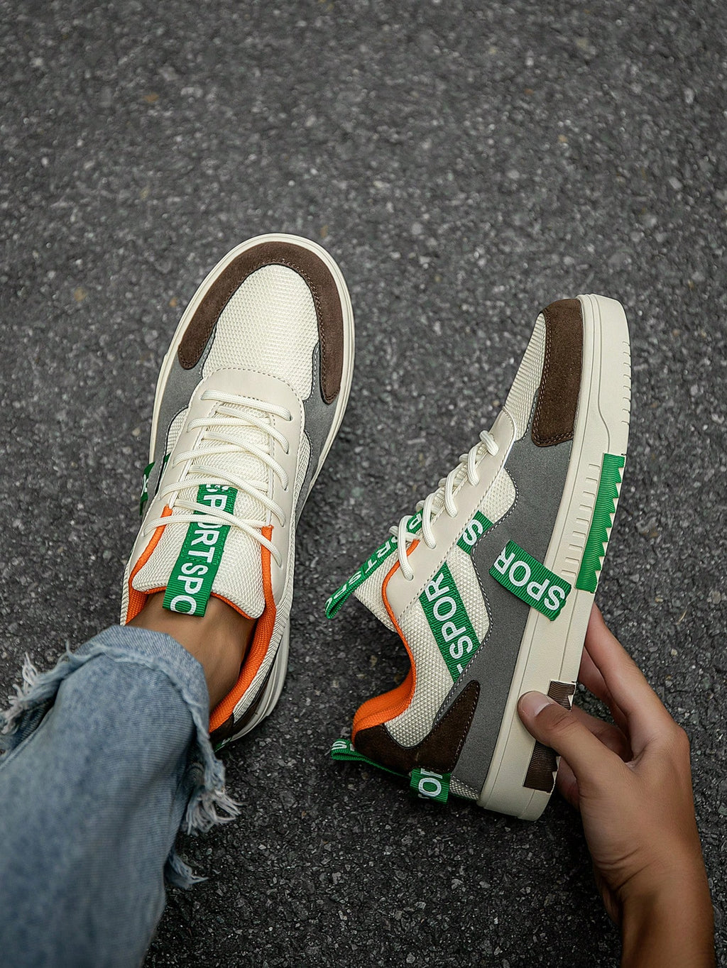 Tênis Casual Recortes Modernos Estampado Solado Robusto