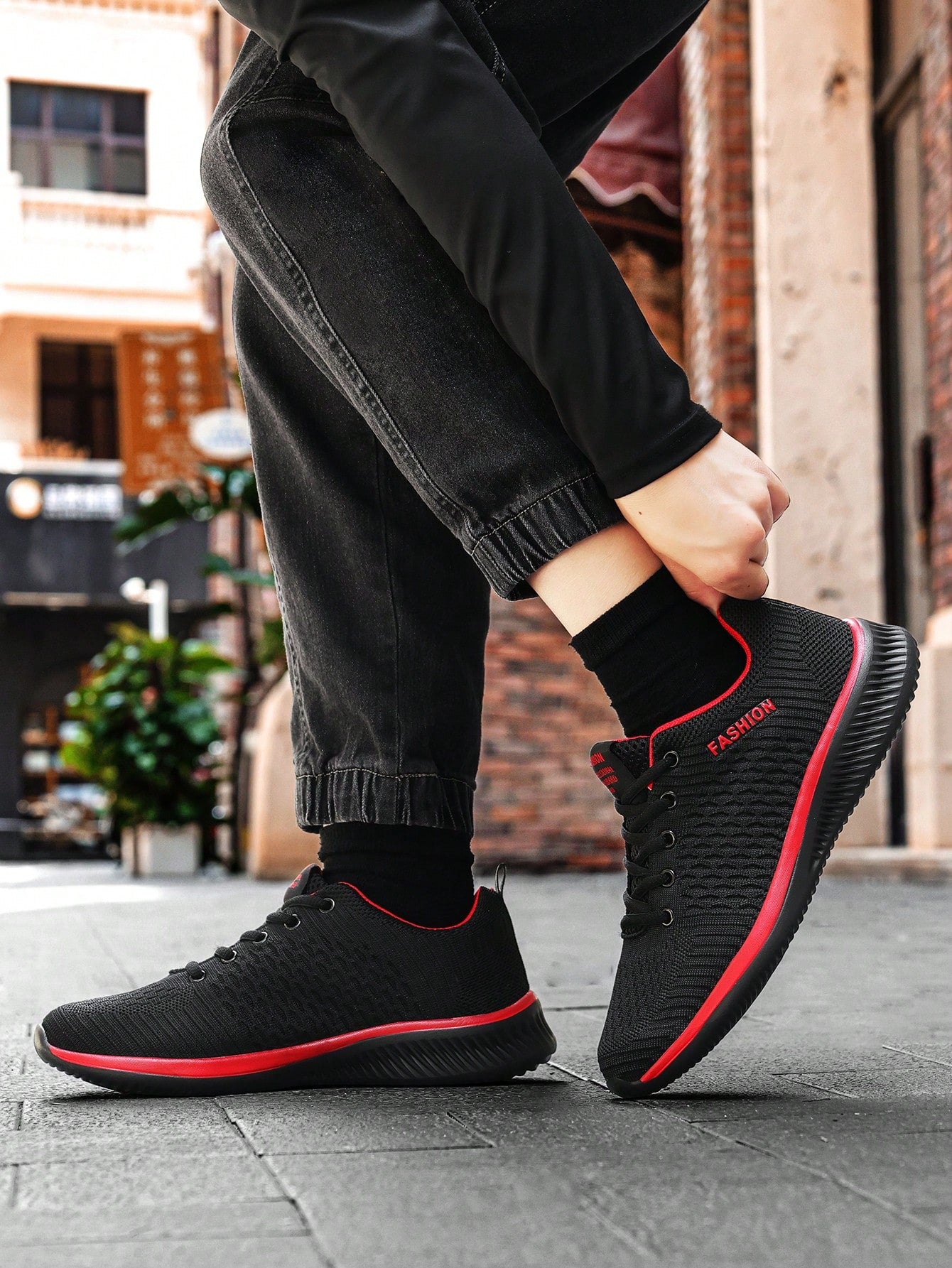 Tênis Corrida Knit Leve Com Solado Antiderrapante