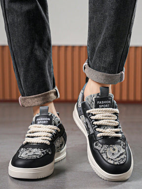 Tênis Street Estampado Casual Cano Baixo Detalhes Modernos
