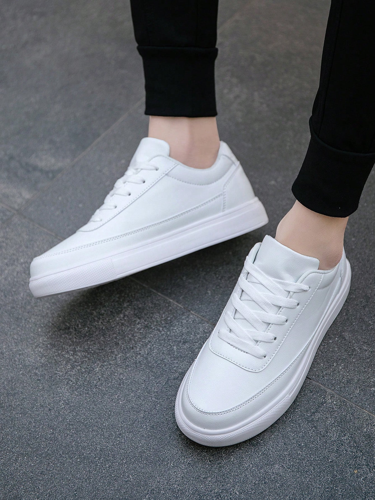 Tênis Casual Couro Design Minimalista Com Solado Durável