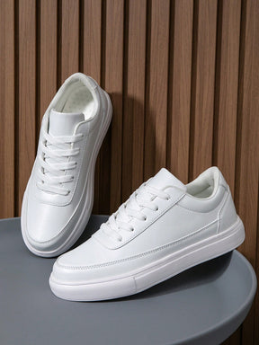 Tênis Casual Couro Design Minimalista Com Solado Durável