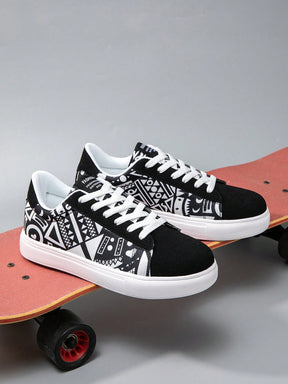 Tênis Street Estampado Tribal Preto E Branco Estilo Urbano