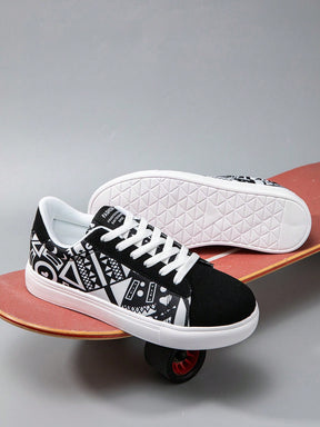 Tênis Street Estampado Tribal Preto E Branco Estilo Urbano