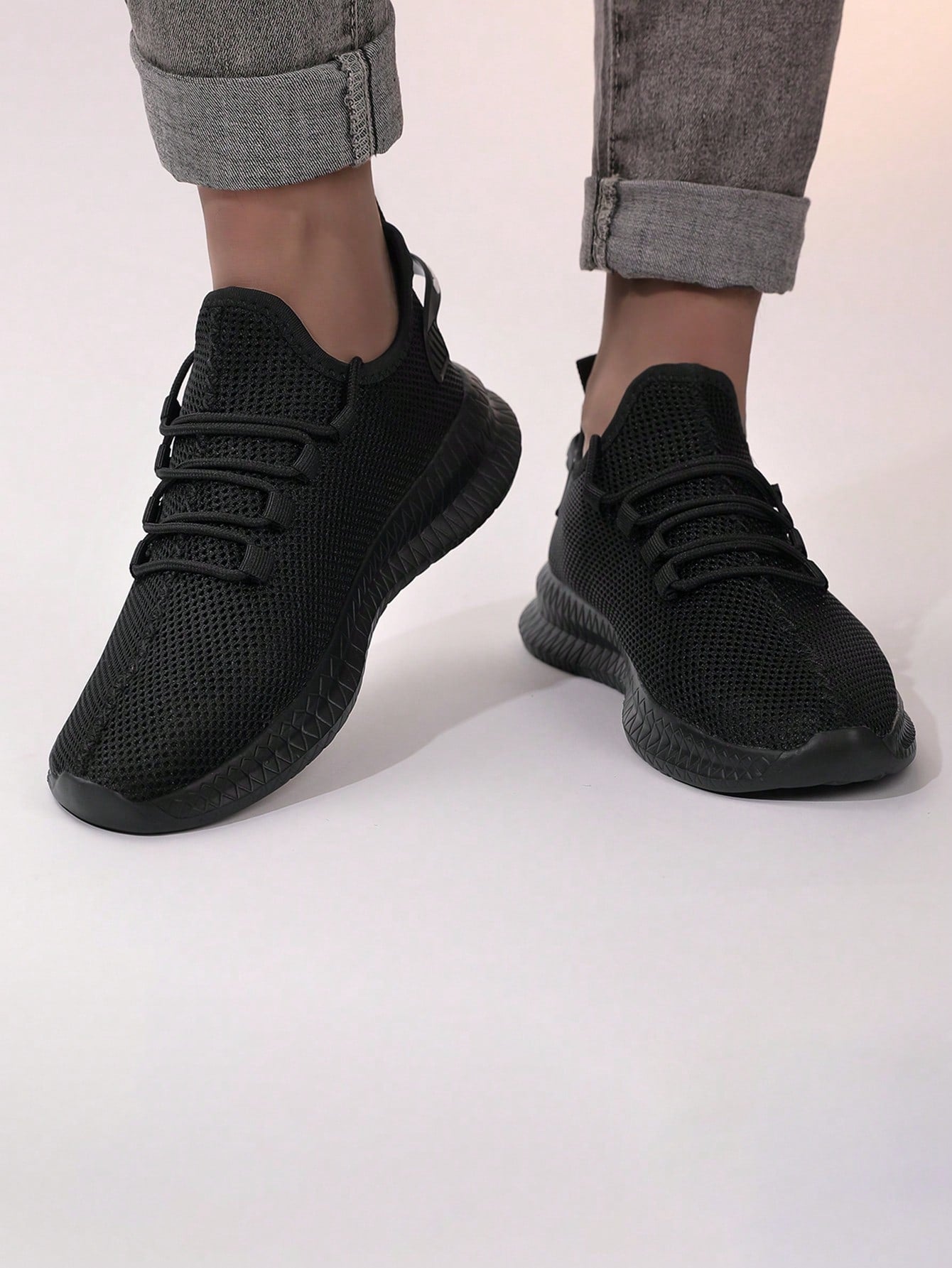 Tênis Corrida Knit Confortável Com Solado Flexível