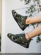 Tênis Corrida Estampado Camuflado Respirável