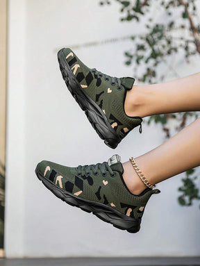 Tênis Corrida Estampado Camuflado Respirável