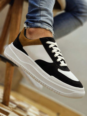 Tênis Casual Cano Baixo Recortes Texturizados Solado Robusto