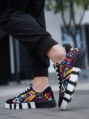 Tênis Street Estampado Geométrico Colorido Solado Casual