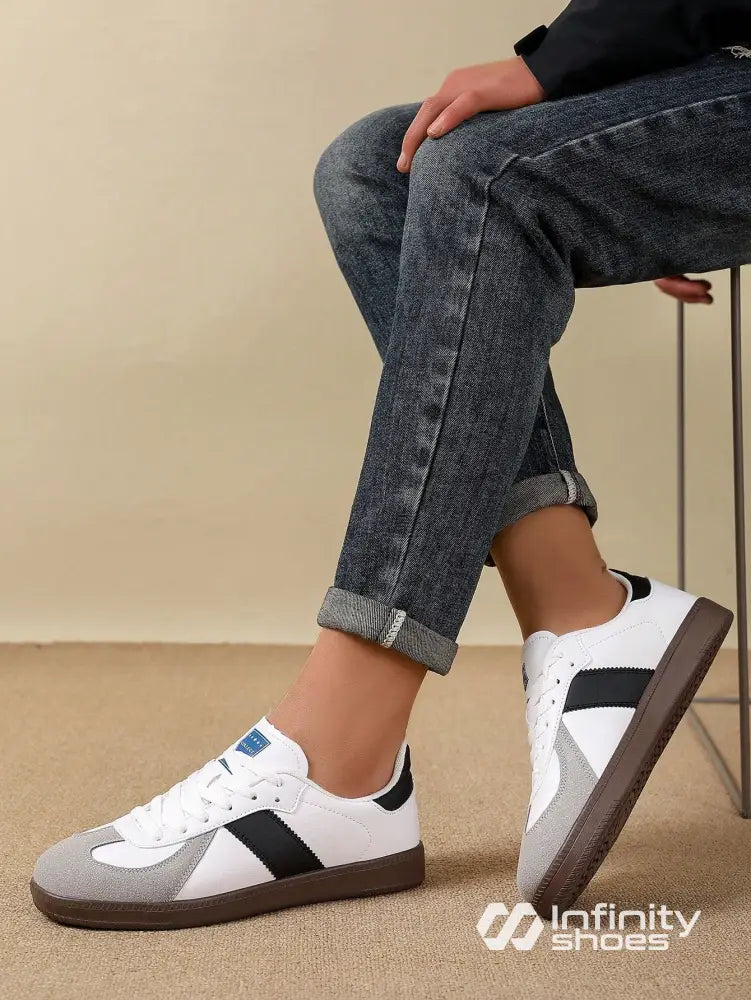 Tênis Casual Camurça Design Retrô Com Solado Resistente Branco / 36 Tênis Casual Camurça Design Retrô Com Solado