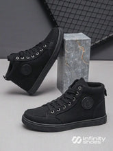 Tênis Casual Cano Alto Lona Estruturada Solado Resistente Preto / 36 Tênis Casual Cano Alto Lona Estruturada Solado