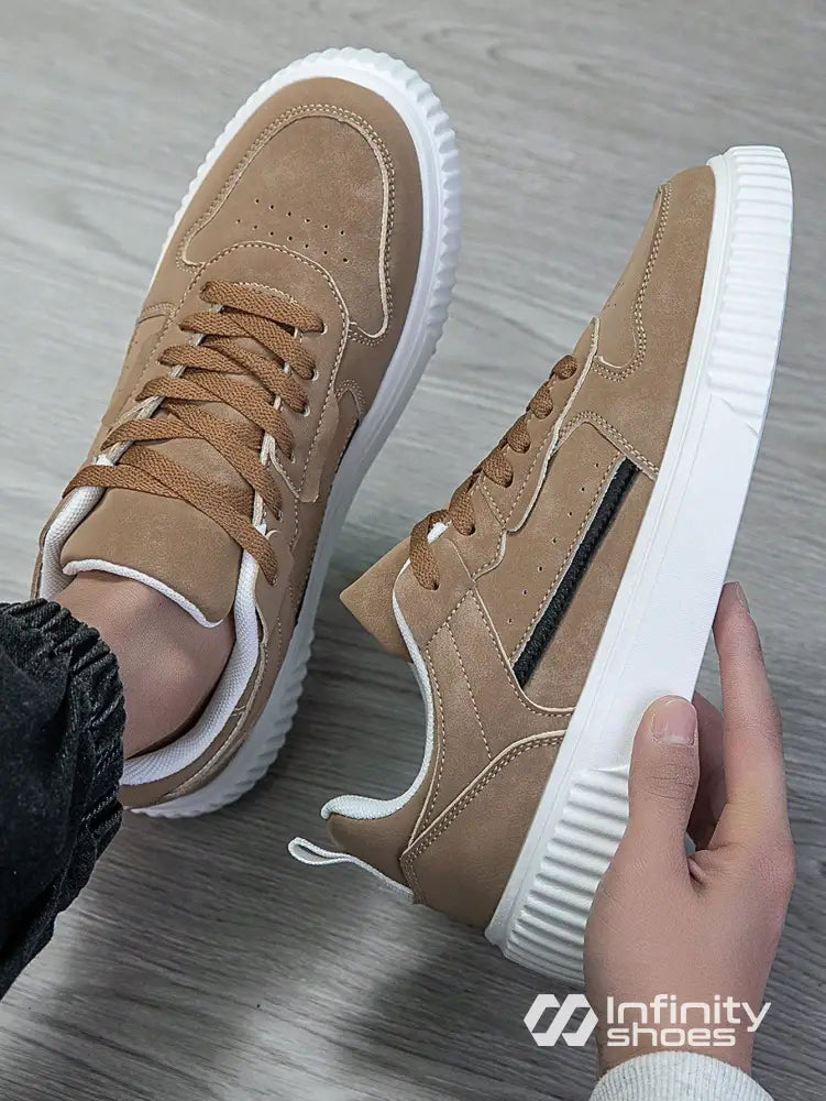 Tênis Casual Cano Baixo Camurça Solado Tratorado Bege / 36 Tênis Casual Cano Baixo Camurça Solado Tratorado