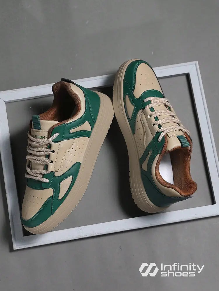 Tênis Casual Cano Baixo Recortes Modernos Solado Resistente Bege / 36 Tênis Casual Cano Baixo Recortes Modernos Solado