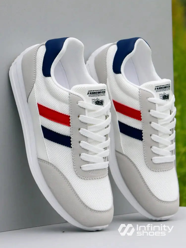 Tênis Casual Cano Baixo Respirável Com Faixas Laterais Azul / 36 Tênis Casual Cano Baixo Respirável Com Faixas Laterais