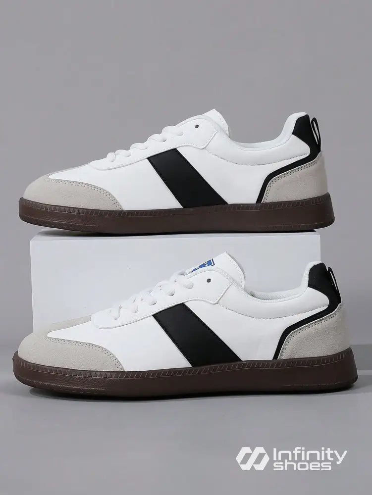 Tênis Casual Com Detalhes Em Camurça E Solado Emborrachado Branco / 36 Tênis Casual Com Detalhes Em Camurça E Solado